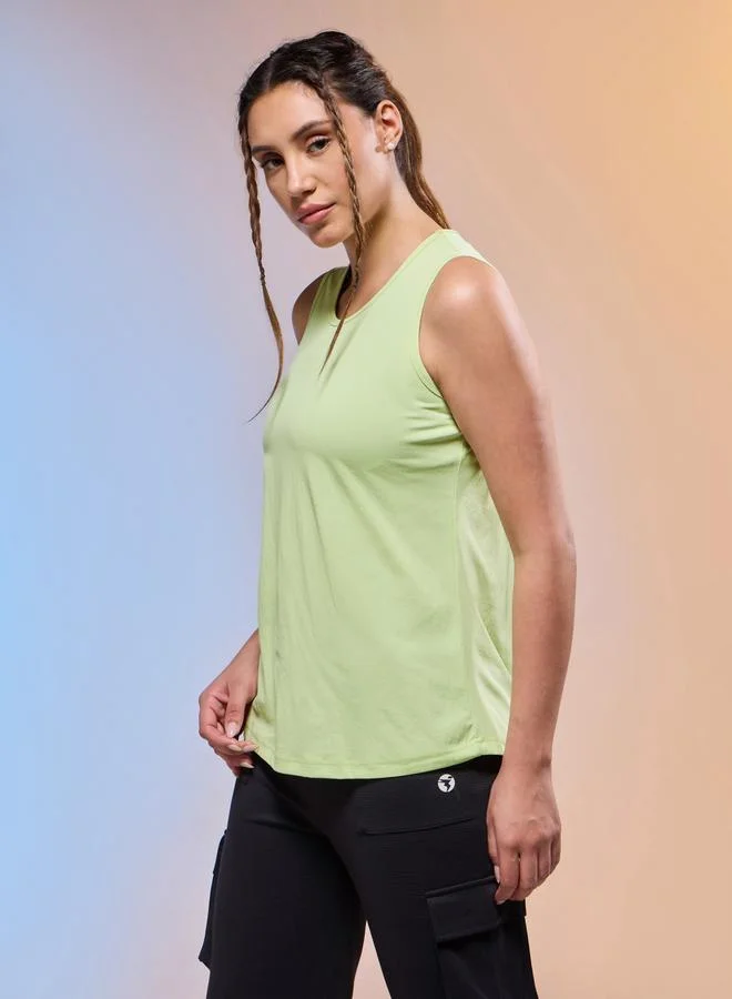Technosport Technosport Women Solid Slim Fit Round Neck Tank